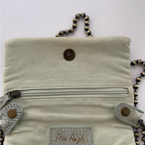 Free People Crossbody Purse Bag Beaded Strap Boho Bohemian Green - Picture 8 of 10